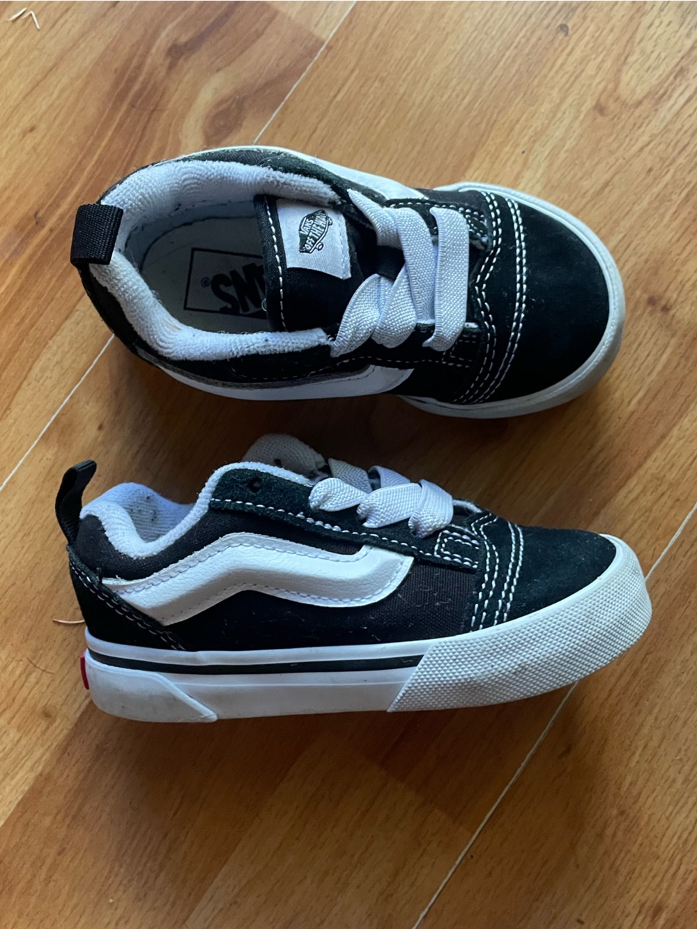 Vans toddler Black and White Low-Top Skate Sneakers